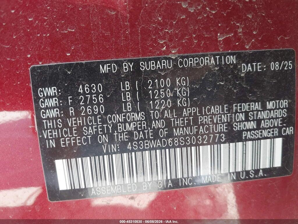 4S3BWAD68S3032773 2025 SUBARU LEGACY photo no. 9