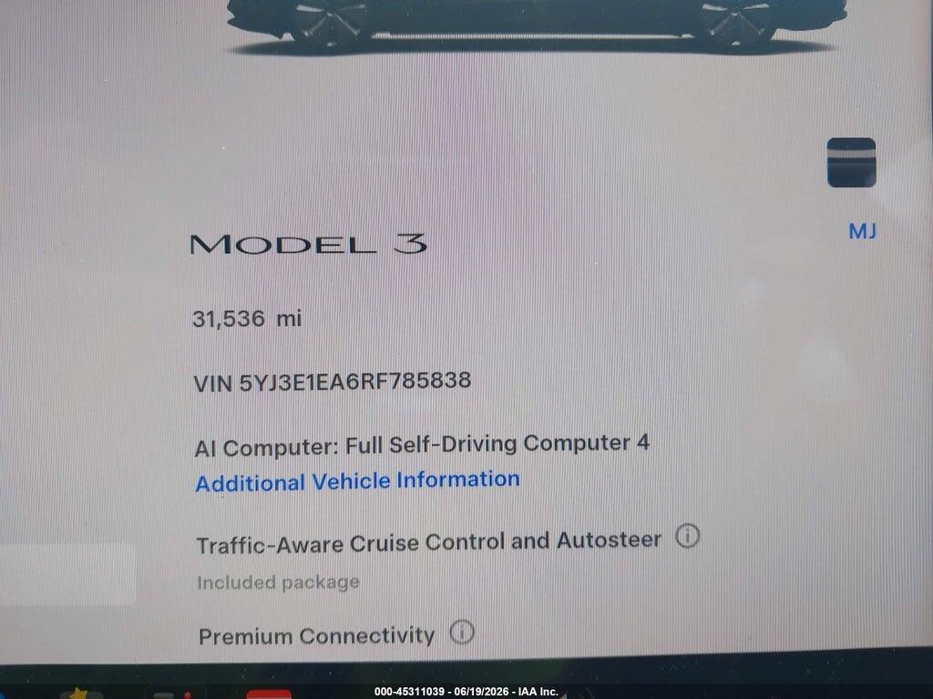 5YJ3E1EA6RF785838 2024 TESLA MODEL 3 photo no. 7