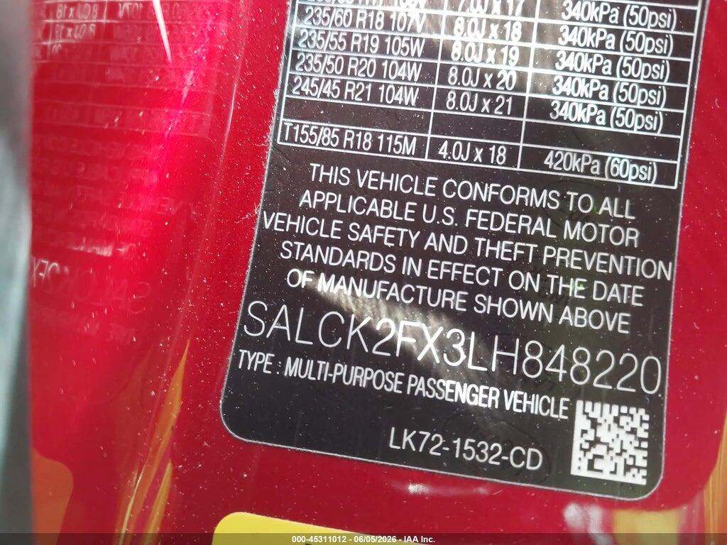 SALCK2FX3LH848220 2020 LAND ROVER DISCOVERY SPORT photo no. 9