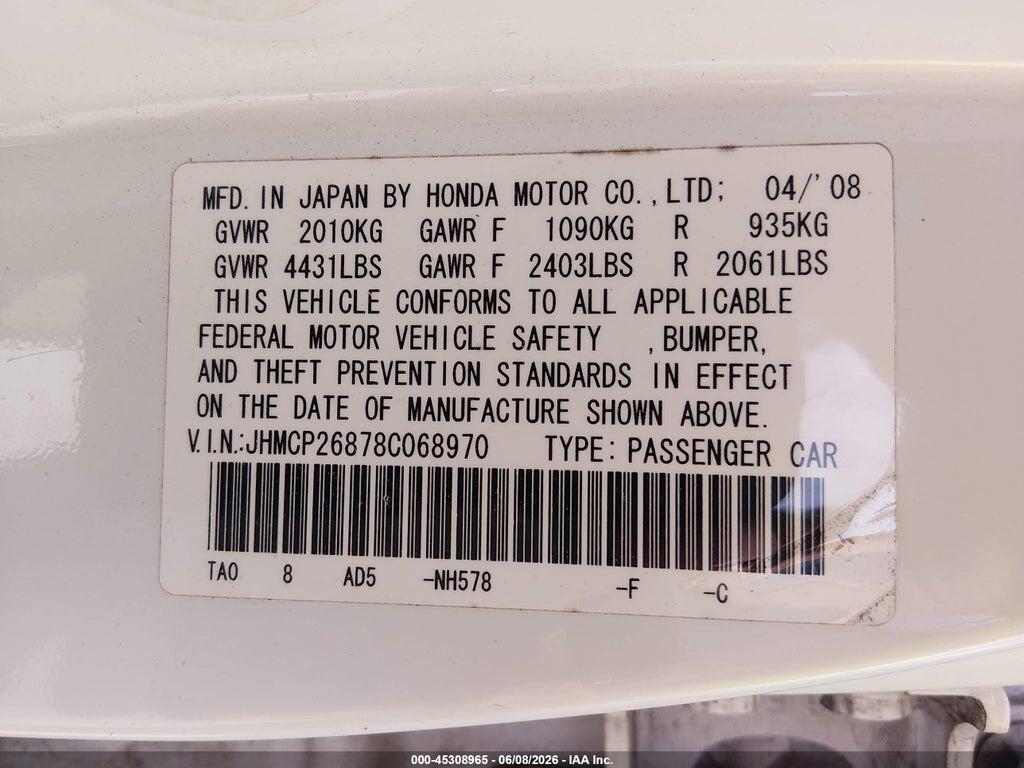 JHMCP26878C068970 2008 HONDA ACCORD photo no. 9