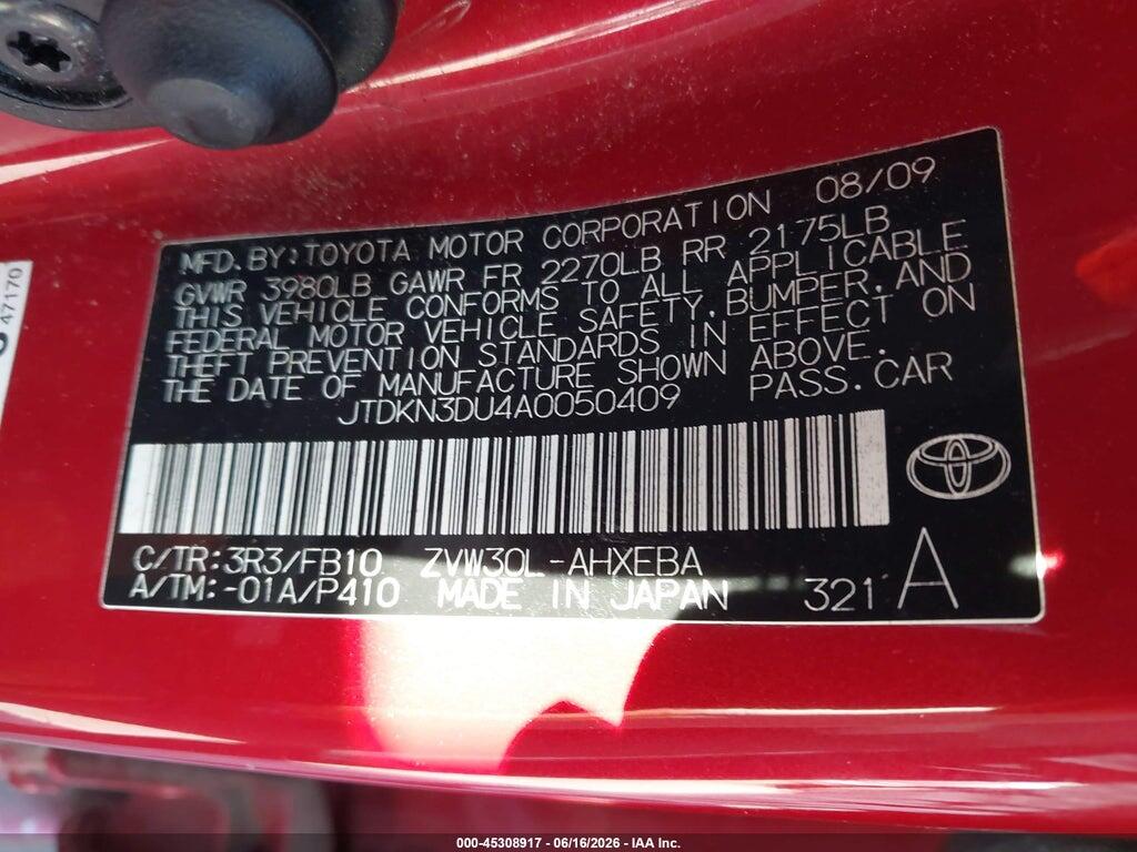 JTDKN3DU4A0050409 2010 TOYOTA PRIUS photo no. 9