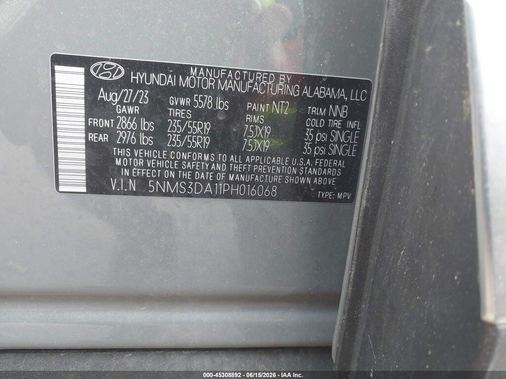 5NMS3DA11PH016068 2023 HYUNDAI SANTA FE HYBRID photo no. 9