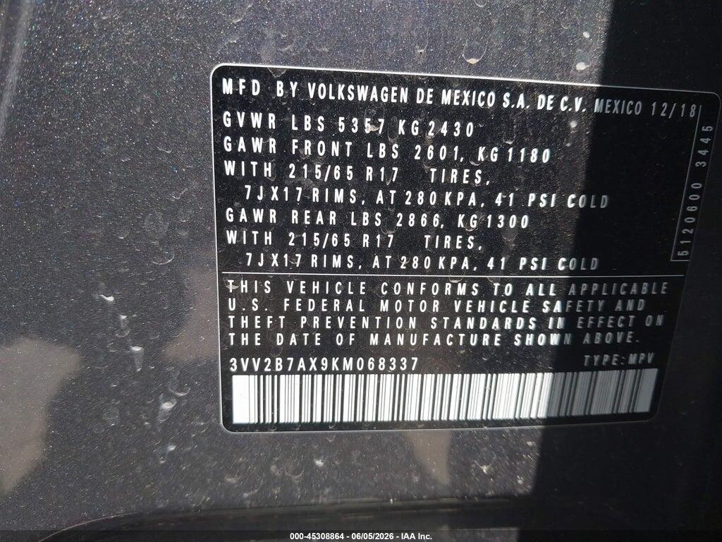 3VV2B7AX9KM068337 2019 VOLKSWAGEN TIGUAN photo no. 9
