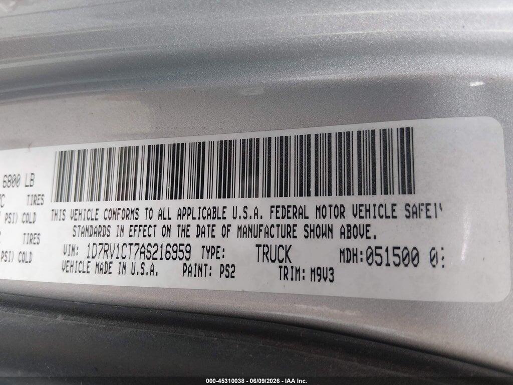 1D7RV1CT7AS216959 2010 DODGE RAM 1500 photo no. 9