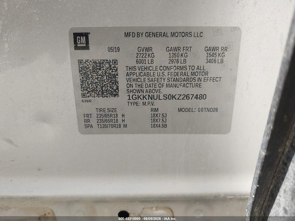 1GKKNULS0KZ267480 2019 GMC ACADIA photo no. 9