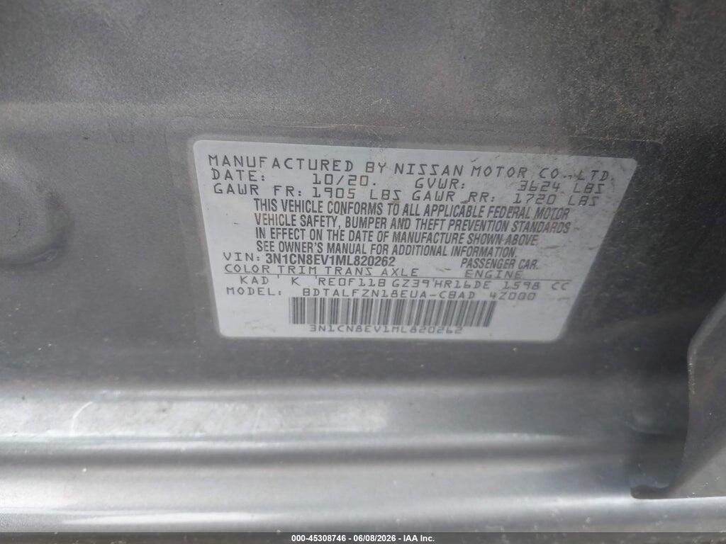 3N1CN8EV1ML820262 2021 NISSAN VERSA photo no. 9