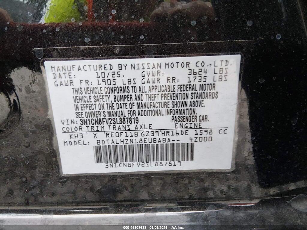 3N1CN8FV2SL887819 2025 NISSAN VERSA photo no. 9