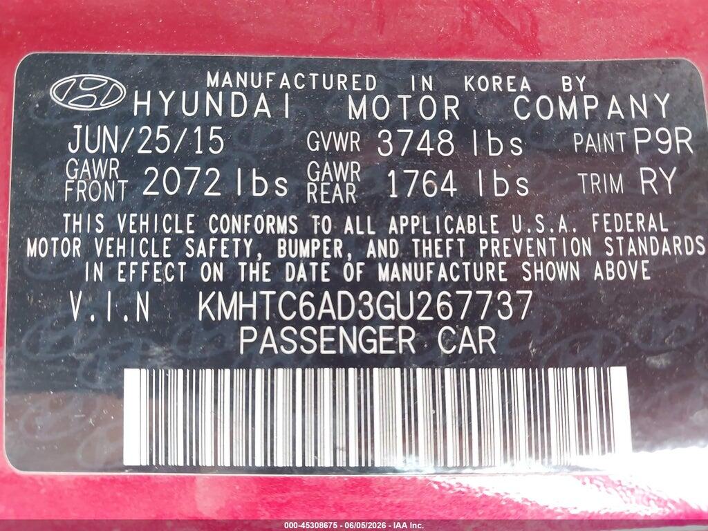 KMHTC6AD3GU267737 2016 HYUNDAI VELOSTER photo no. 9