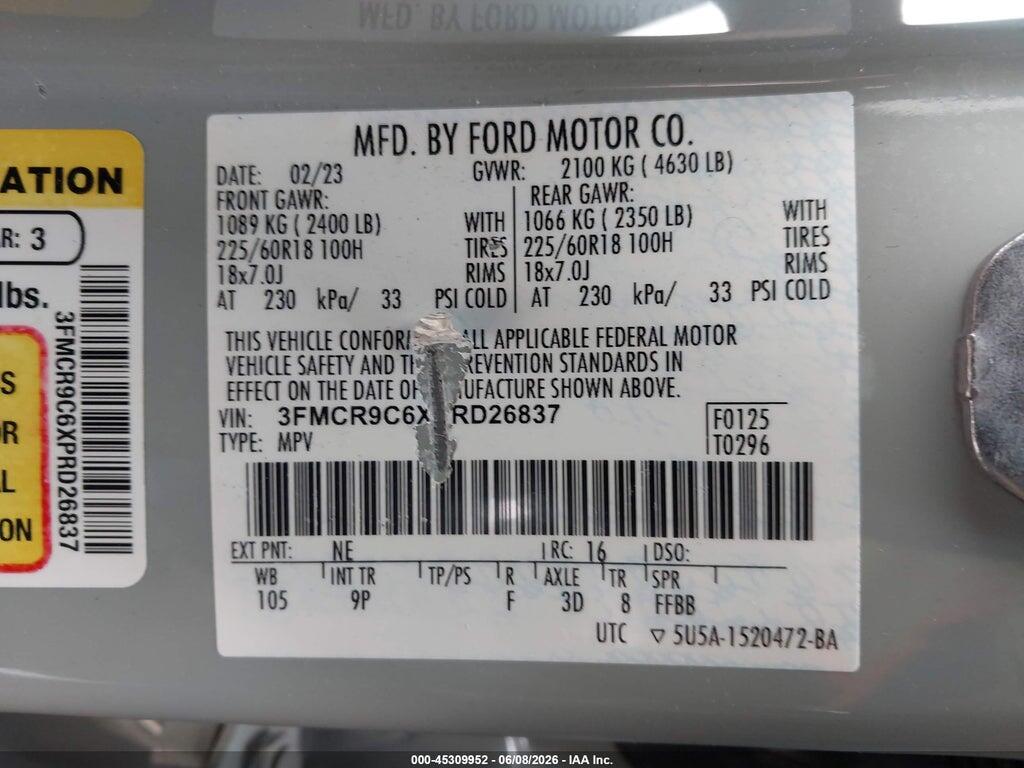 3FMCR9C6XPRD26837 2023 FORD BRONCO SPORT photo no. 9
