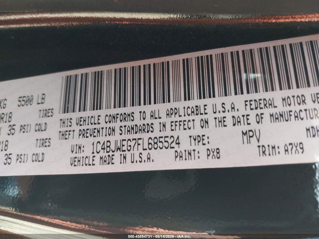 1C4BJWEG7FL685524 2015 JEEP WRANGLER UNLIMITED photo no. 9