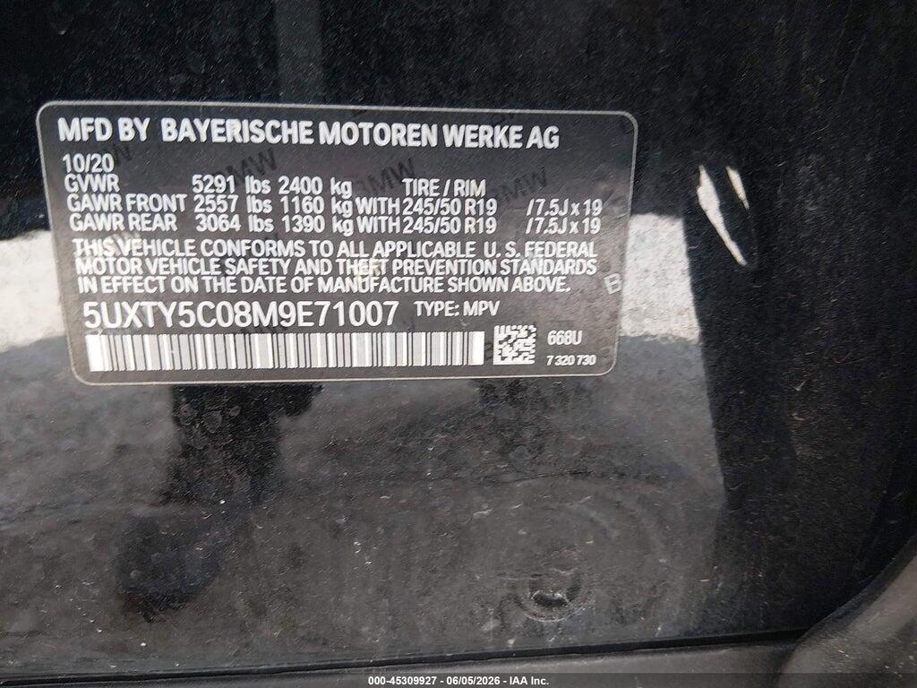 5UXTY5C08M9E71007 2021 BMW X3 photo no. 9