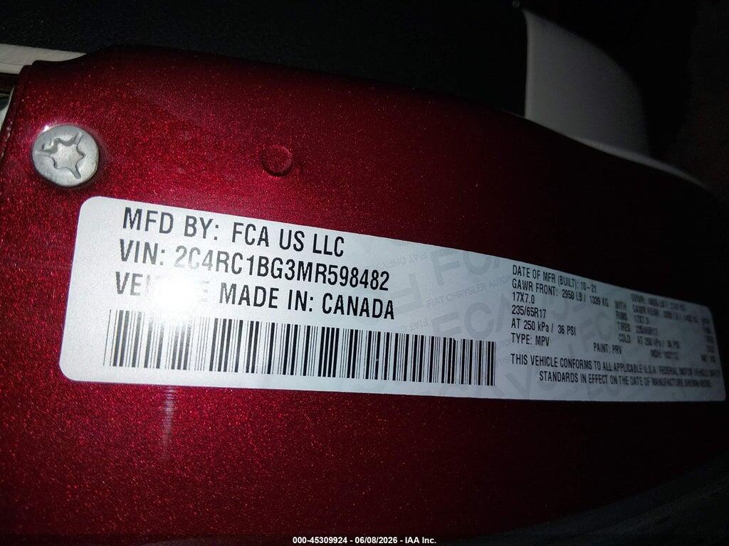 2C4RC1BG3MR598482 2021 CHRYSLER PACIFICA photo no. 9