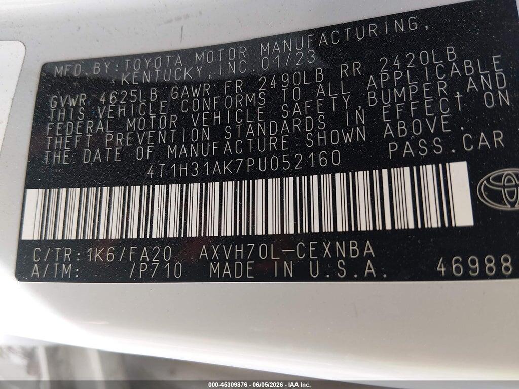4T1H31AK7PU052160 2023 TOYOTA CAMRY photo no. 9