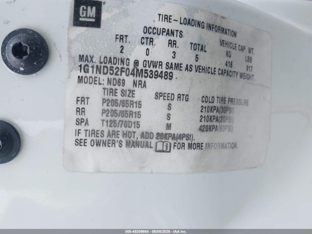 1G1ND52F04M539489 2004 CHEVROLET CLASSIC photo no. 9