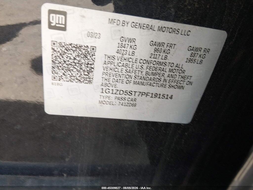 1G1ZD5ST7PF191514 2023 CHEVROLET MALIBU photo no. 9