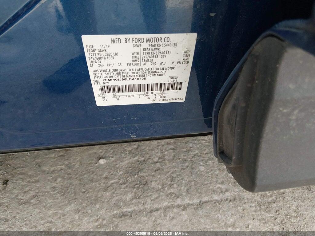 2FMPK4J96LBA18708 2020 FORD EDGE photo no. 9