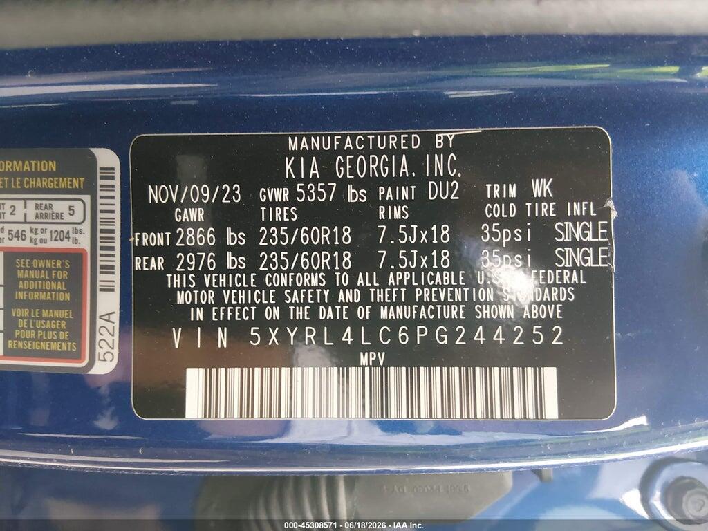 5XYRL4LC6PG244252 2023 KIA SORENTO photo no. 9