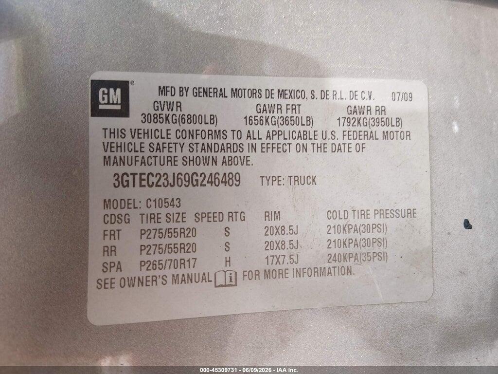 3GTEC23J69G246489 2009 GMC SIERRA 1500 photo no. 9