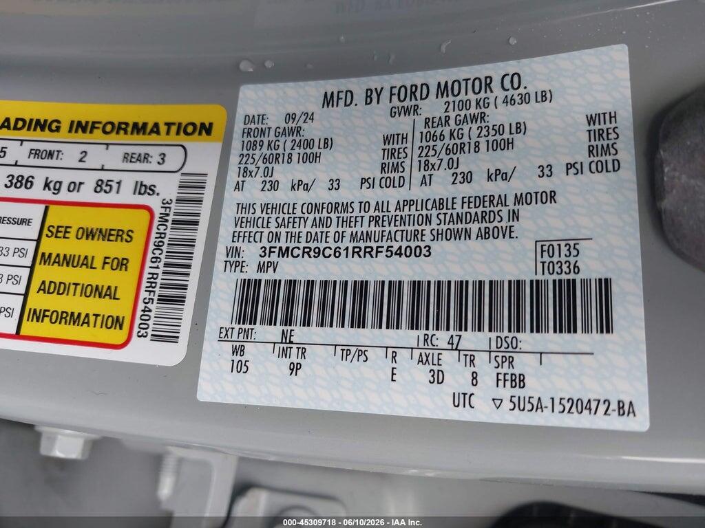 3FMCR9C61RRF54003 2024 FORD BRONCO SPORT photo no. 9