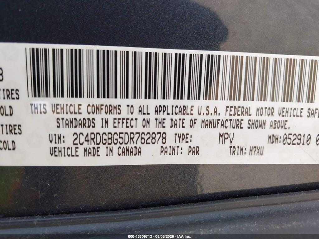 2C4RDGBG5DR762878 2013 DODGE GRAND CARAVAN photo no. 9