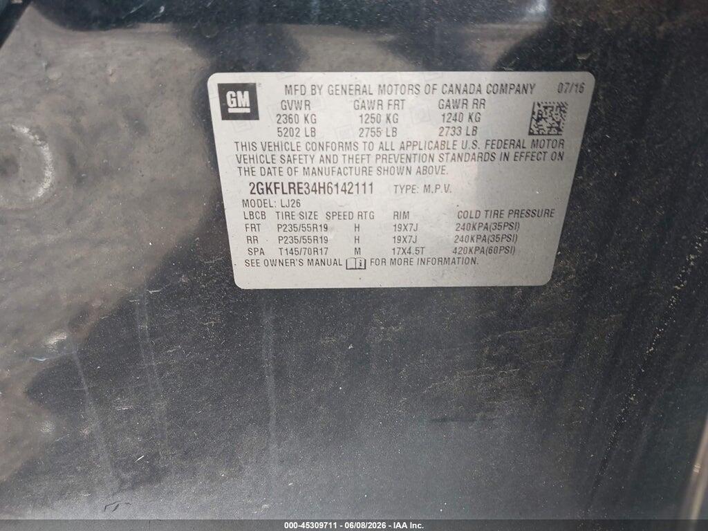 2GKFLRE34H6142111 2017 GMC TERRAIN photo no. 9