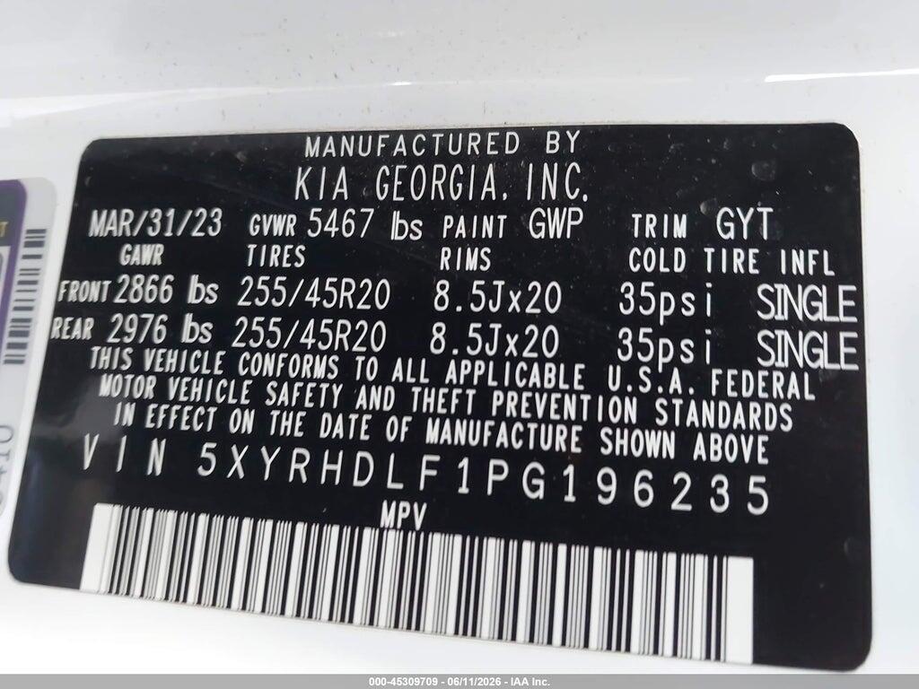 5XYRHDLF1PG196235 2023 KIA SORENTO photo no. 9