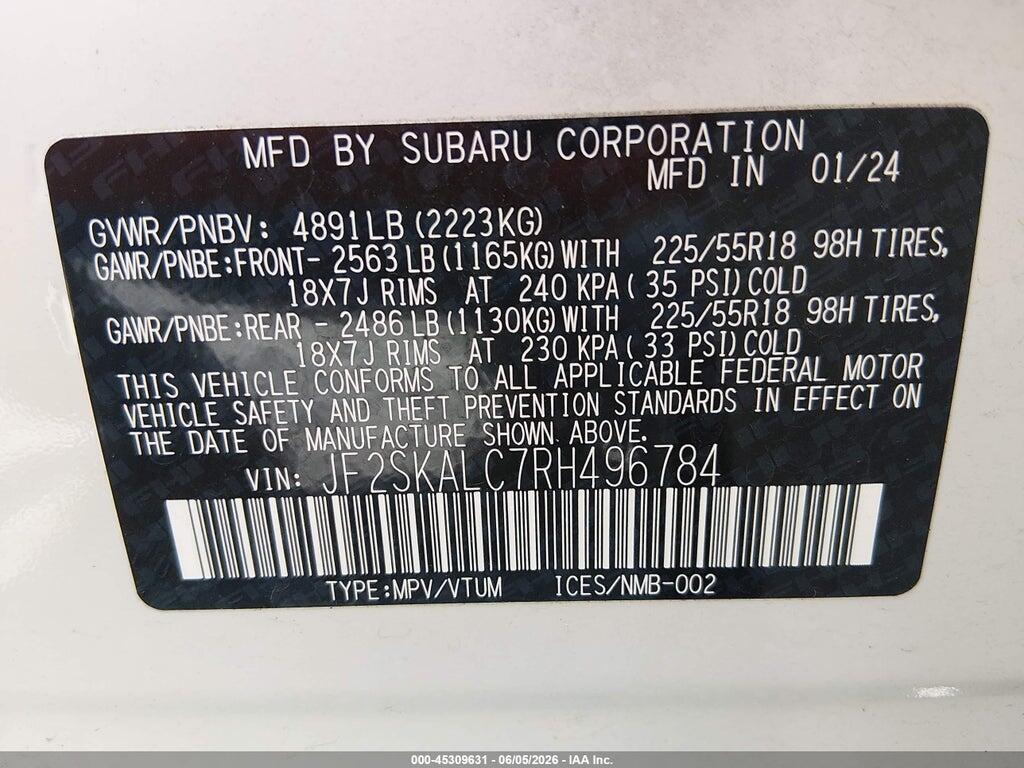 JF2SKALC7RH496784 2024 SUBARU FORESTER photo no. 9