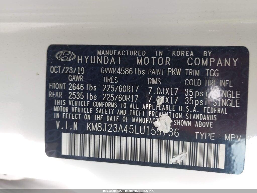 KM8J23A45LU159736 2020 HYUNDAI TUCSON photo no. 9