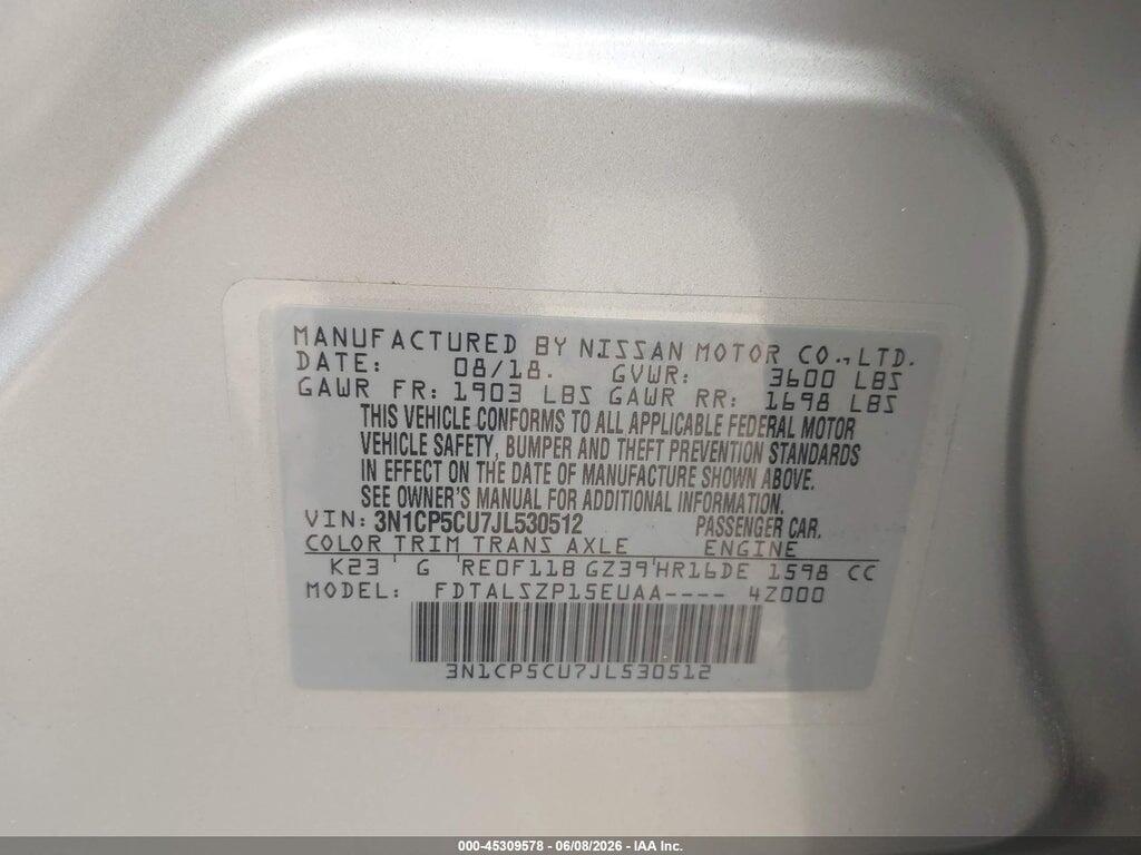3N1CP5CU7JL530512 2018 NISSAN KICKS photo no. 9