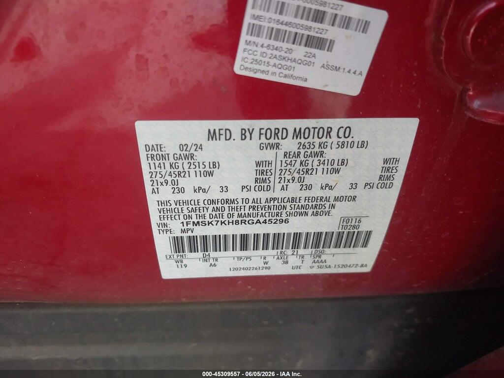 1FMSK7KH8RGA45296 2024 FORD EXPLORER photo no. 9