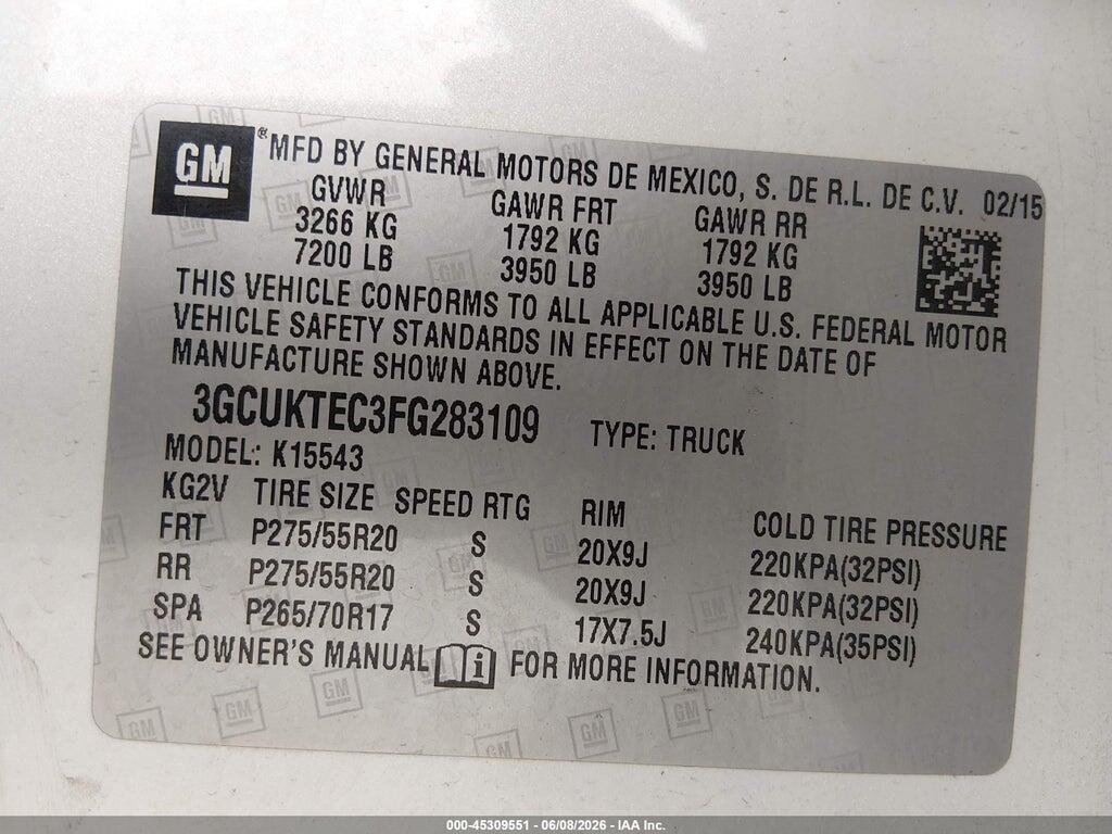 3GCUKTEC3FG283109 2015 CHEVROLET SILVERADO 1500 photo no. 9
