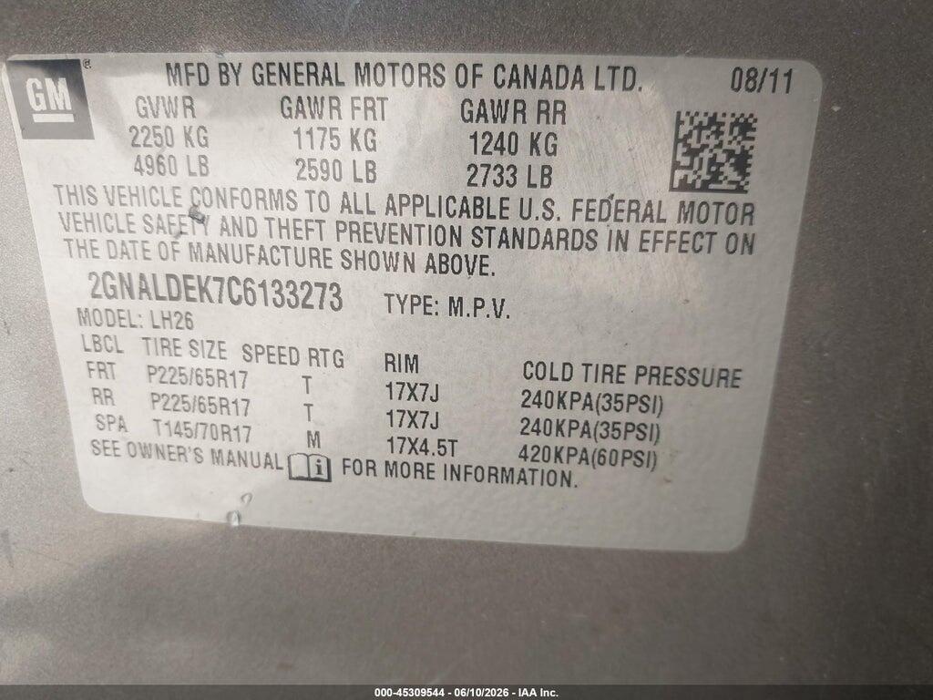 2GNALDEK7C6133273 2012 CHEVROLET EQUINOX photo no. 9