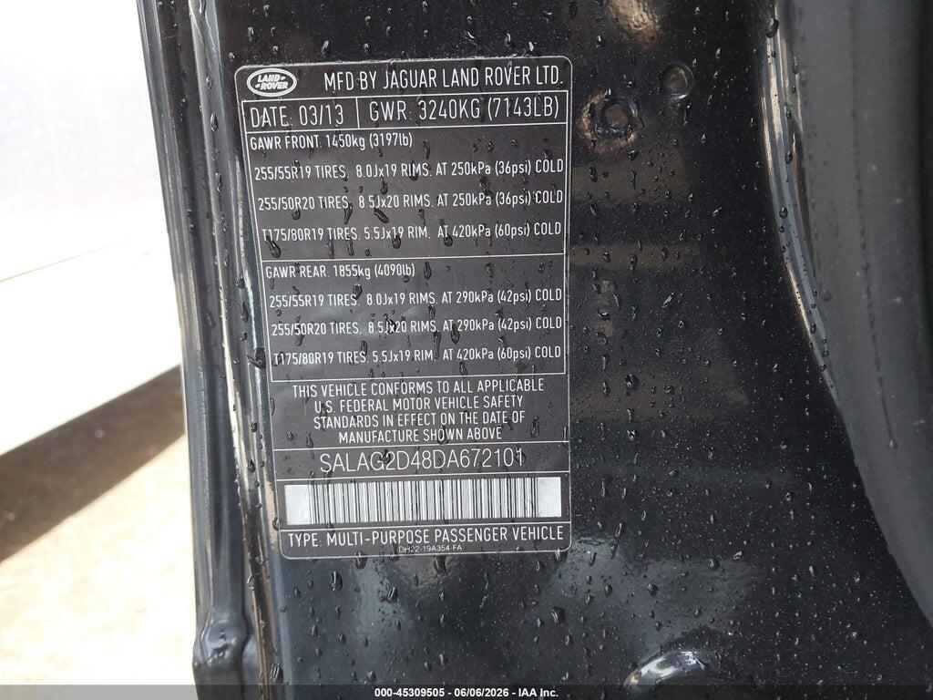 SALAG2D48DA672101 2013 LAND ROVER LR4 photo no. 9