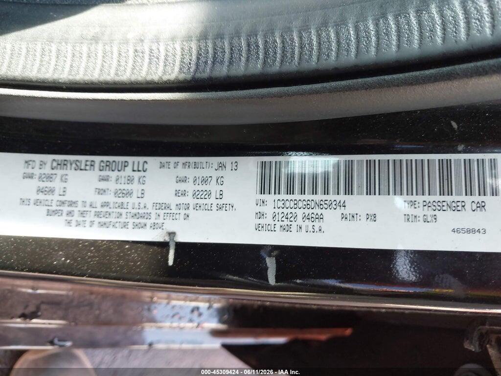 1C3CCBCG6DN650344 2013 CHRYSLER 200 photo no. 9