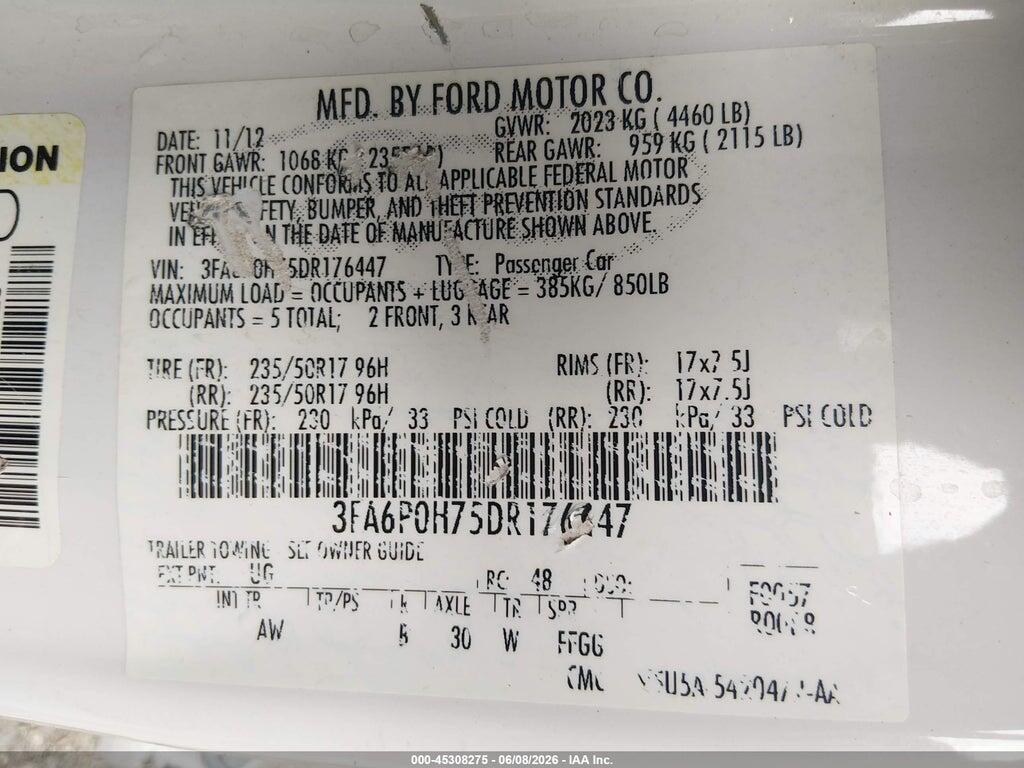 3FA6P0H75DR176447 2013 FORD FUSION photo no. 9