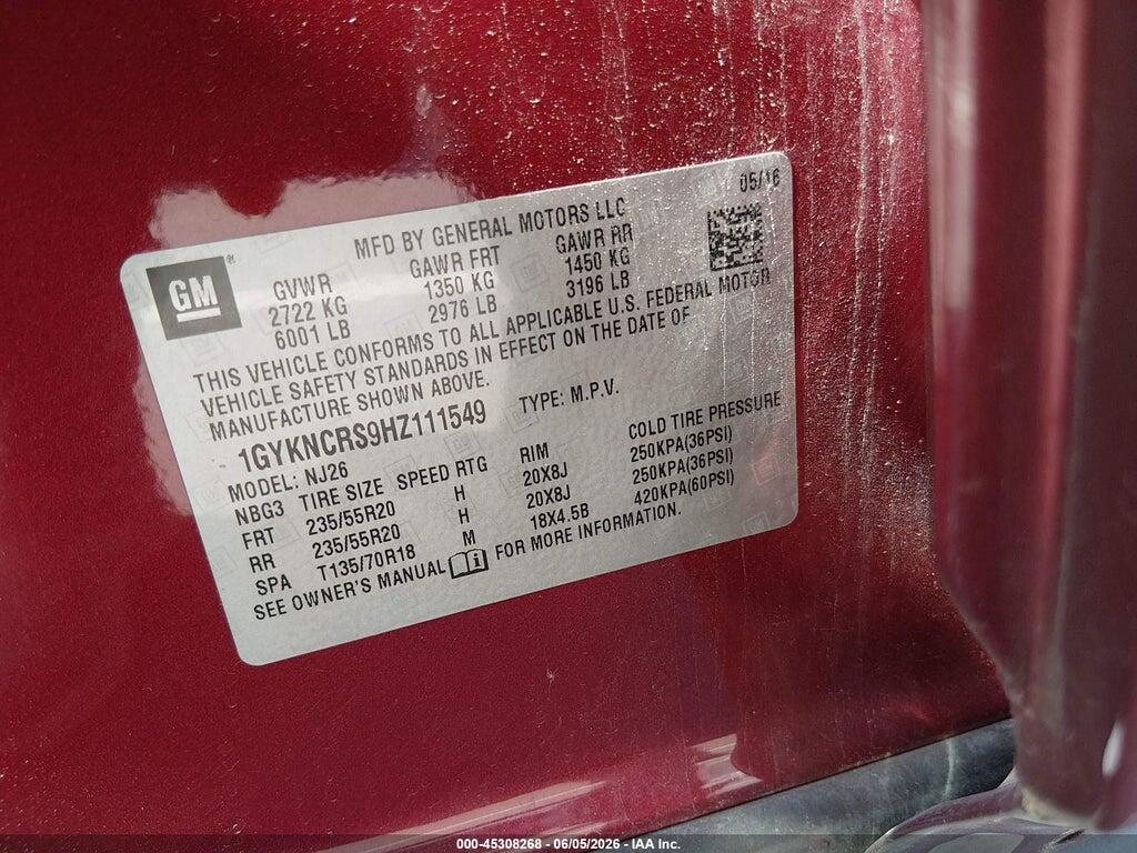 1GYKNCRS9HZ111549 2017 CADILLAC XT5 photo no. 9