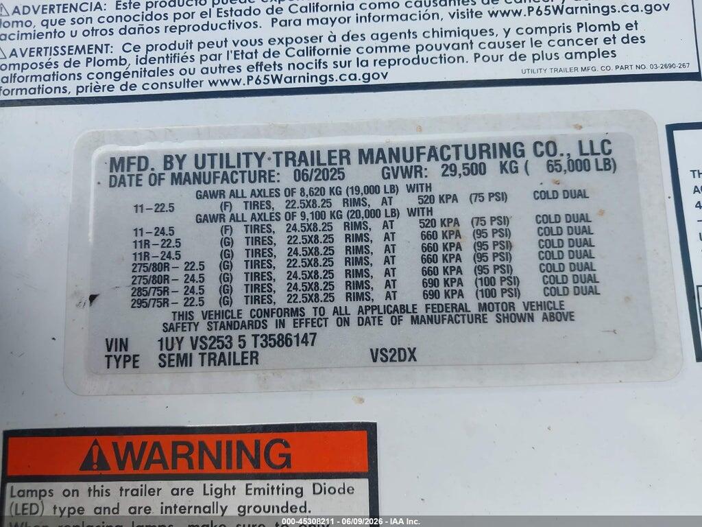 1UYVS2535T3586147 2026 UTILITY TRAILER MFG UNKNOWN photo no. 9