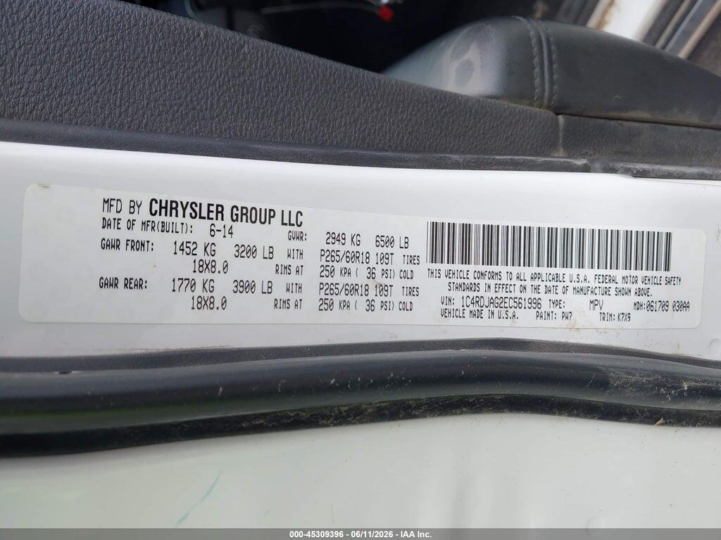 1C4RDJAG2EC561996 2014 DODGE DURANGO photo no. 9