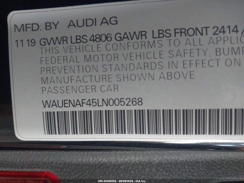 WAUENAF45LN005268 2020 AUDI A4 photo no. 9