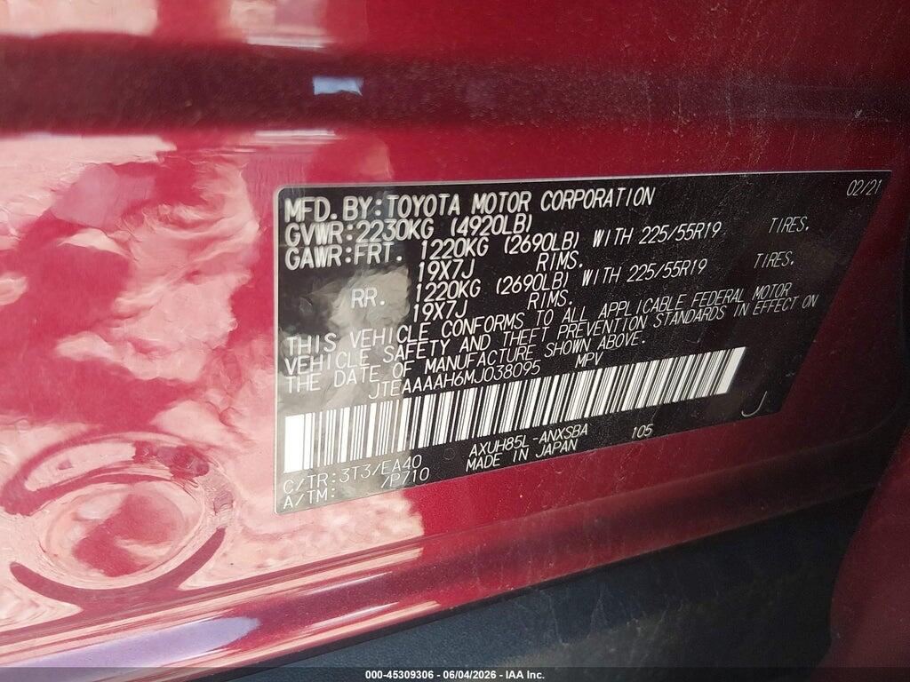 JTEAAAAH6MJ038095 2021 TOYOTA VENZA photo no. 9