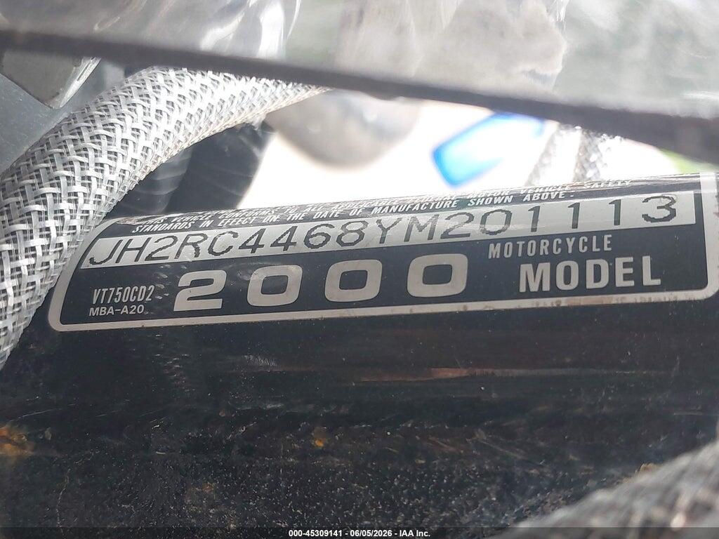 JH2RC4468YM201113 2000 HONDA VT750 photo no. 10