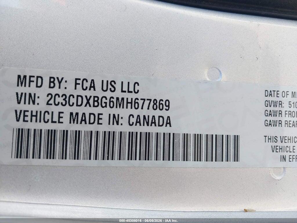 2C3CDXBG6MH677869 2021 DODGE CHARGER photo no. 9