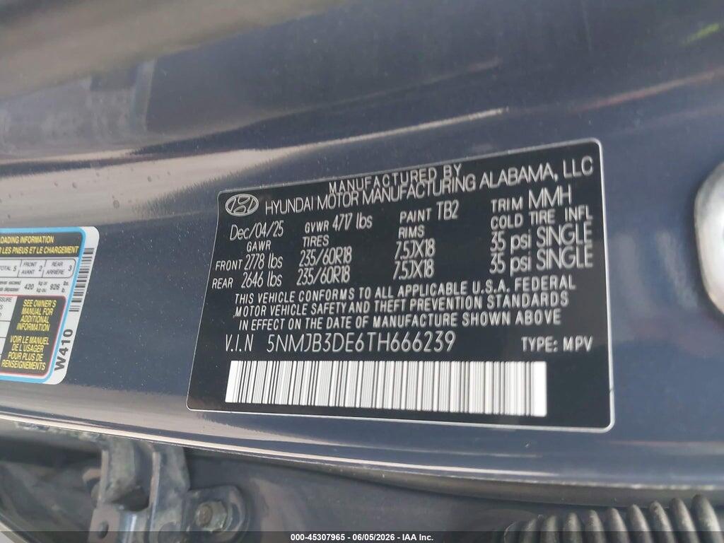 5NMJB3DE6TH666239 2026 HYUNDAI TUCSON photo no. 9