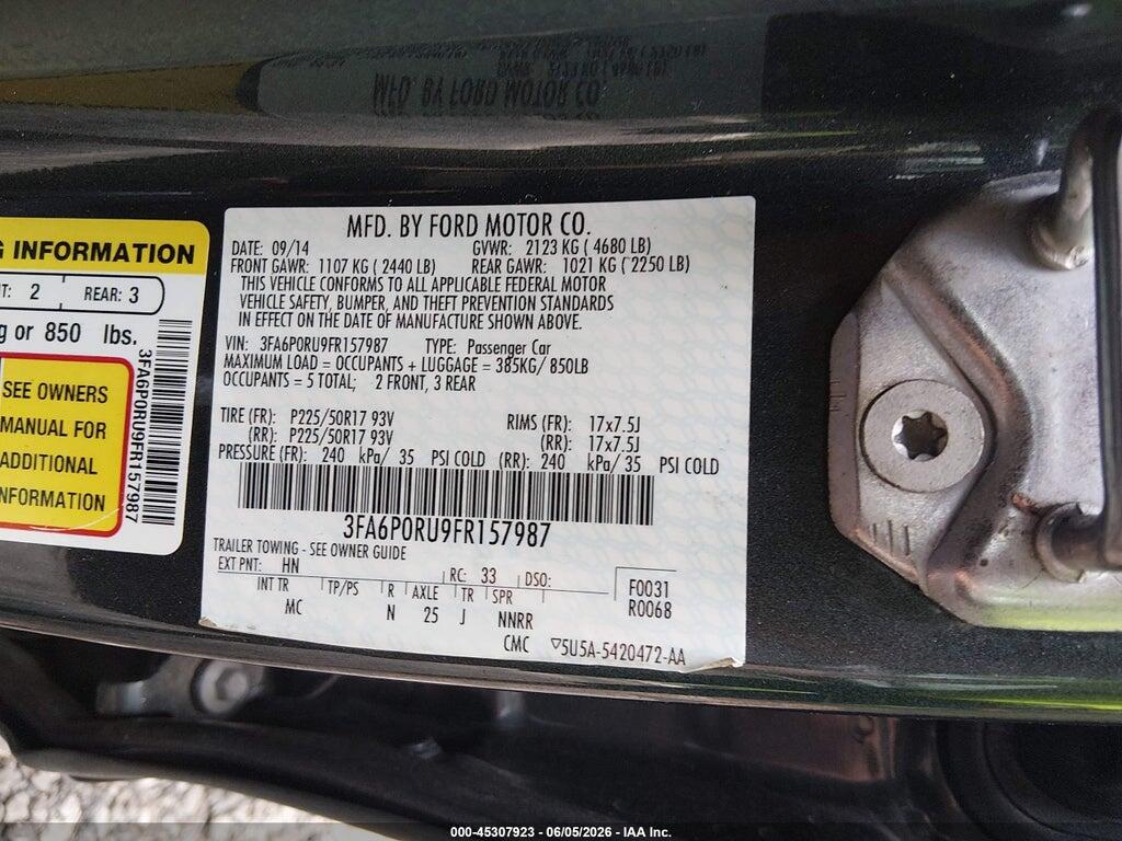 3FA6P0RU9FR157987 2015 FORD FUSION HYBRID photo no. 9