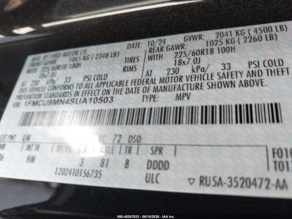 1FMCU9MN4SUA10503 2025 FORD ESCAPE photo no. 9