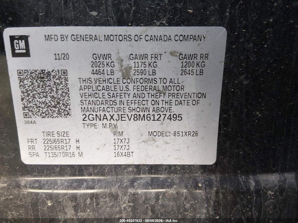 2GNAXJEV8M6127495 2021 CHEVROLET EQUINOX photo no. 9