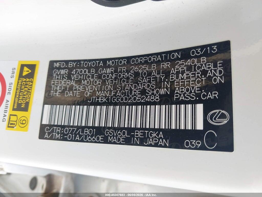 JTHBK1GG0D2052488 2013 LEXUS ES 350 photo no. 9
