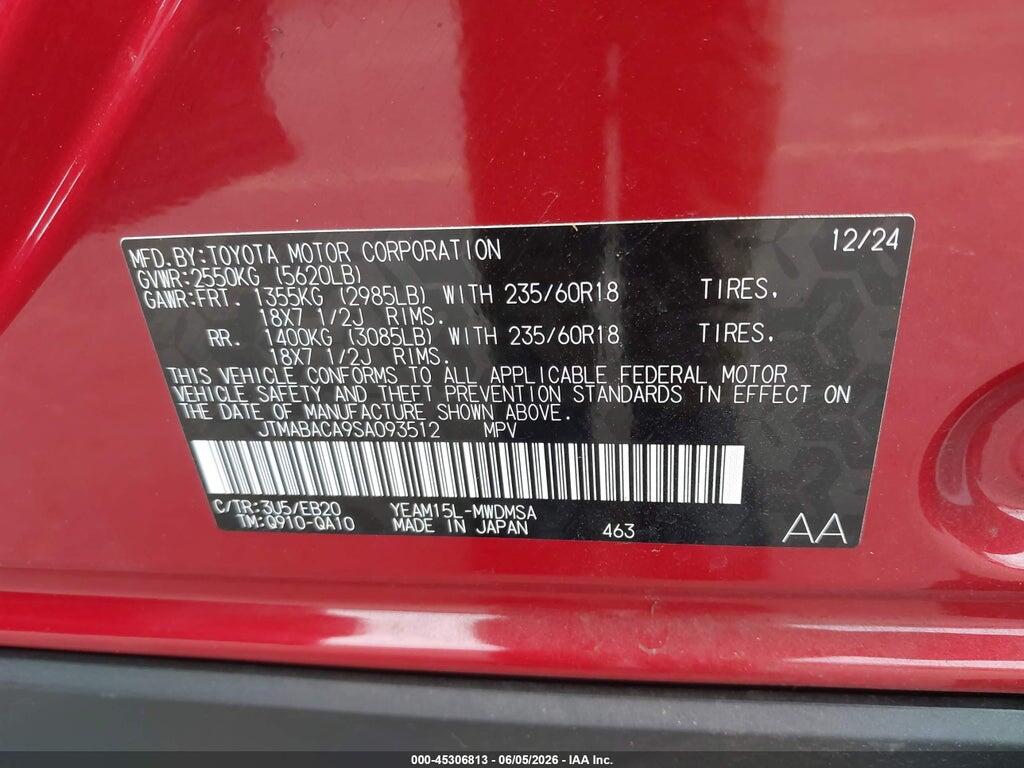 JTMABACA9SA093512 2025 TOYOTA BZ4X photo no. 9