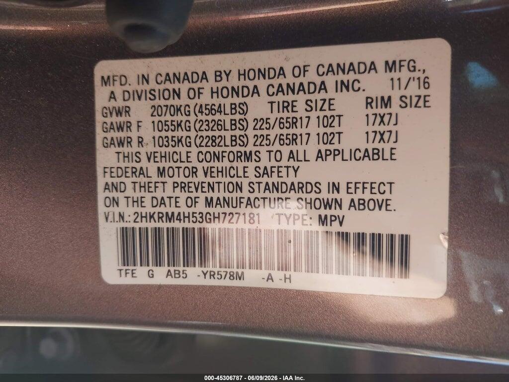2HKRM4H53GH727181 2016 HONDA CR-V photo no. 9