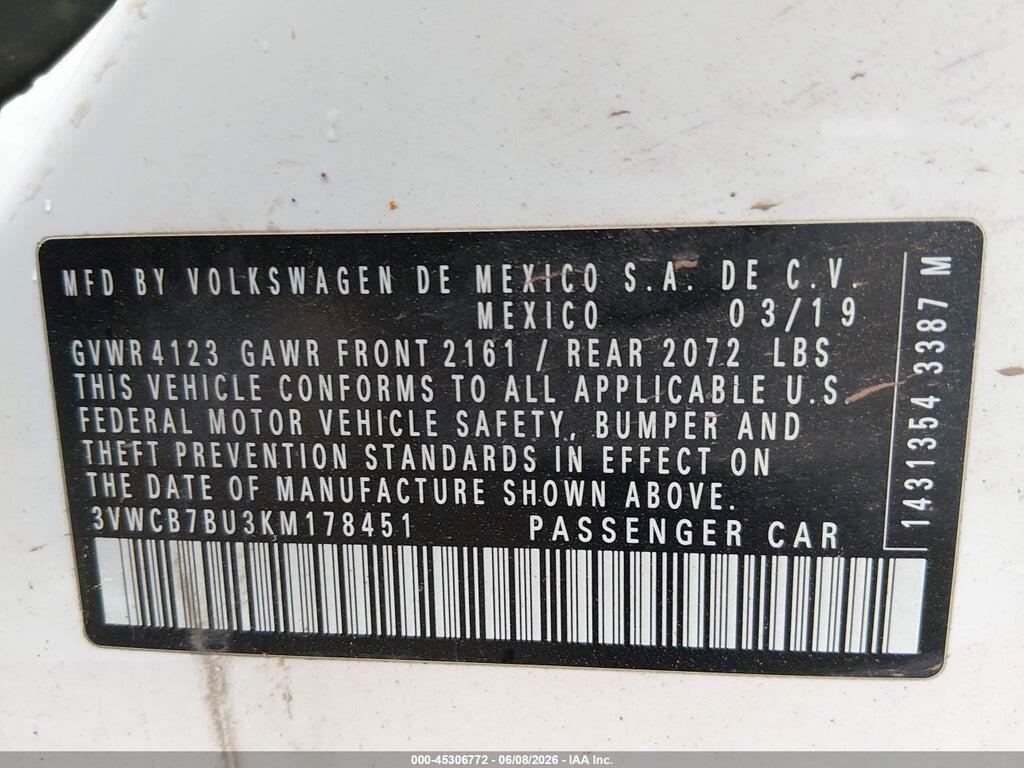 3VWCB7BU3KM178451 2019 VOLKSWAGEN JETTA photo no. 9